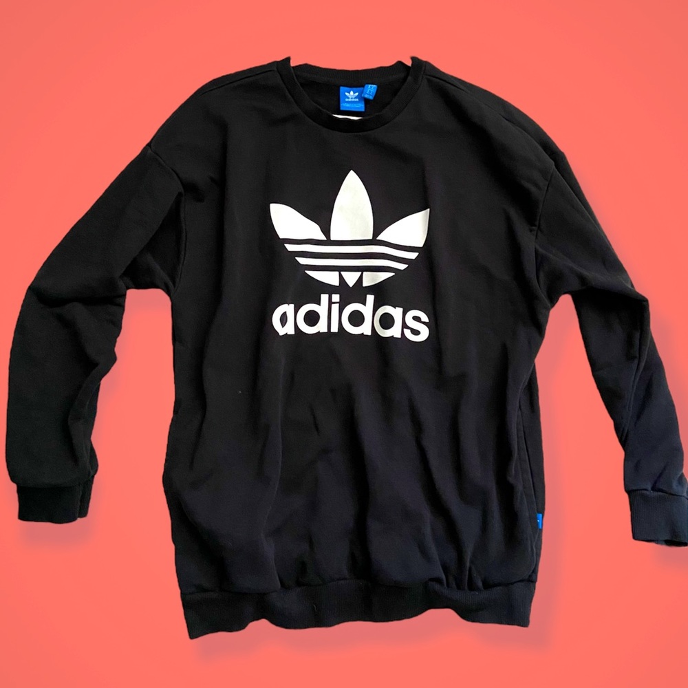 ADIDAS BLACK TREFOIL CREW SWEATSHIRT